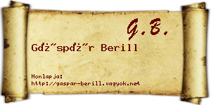 Gáspár Berill névjegykártya